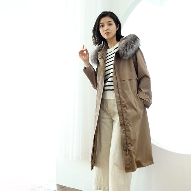 ライナー付き ロングコート フェミニン 綺麗め