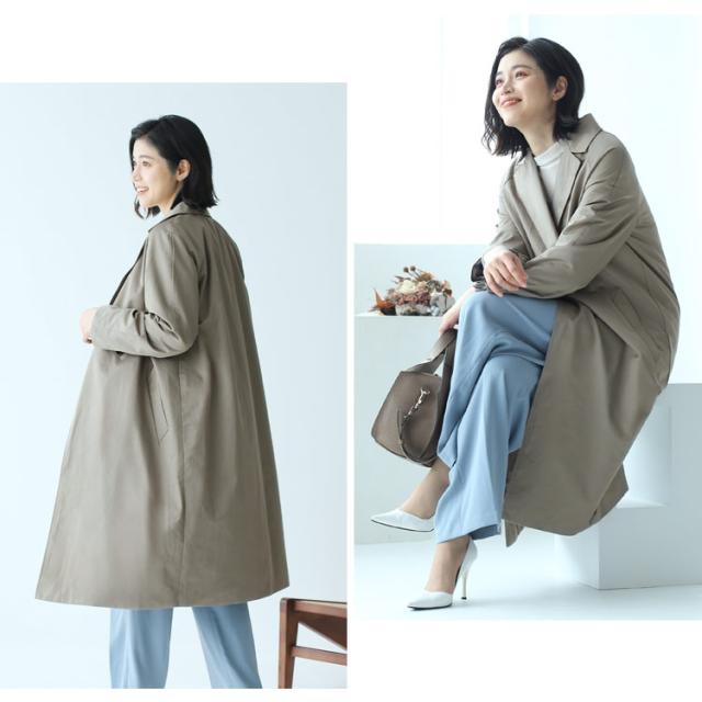 グレー カーキ系 チェスターコート レディース