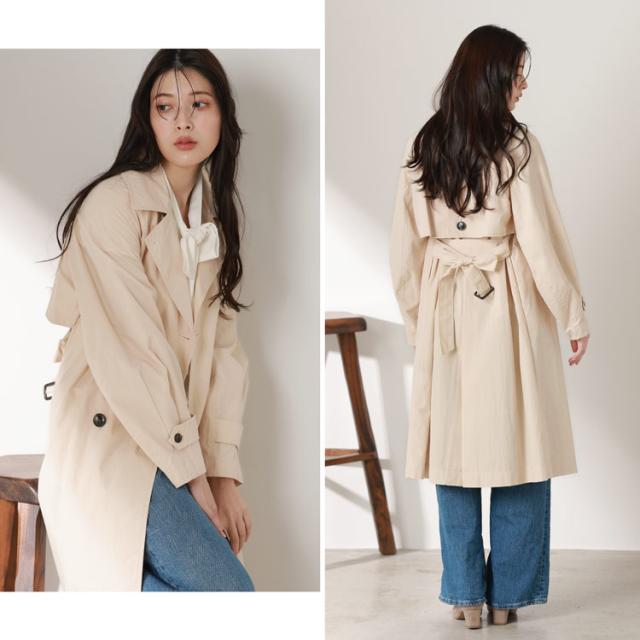 ベージュ きれい色トレンチ オーバーサイズ