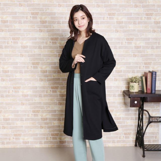 レディース コート 膝丈 ミディアム ブラック シンプル 秋冬 春