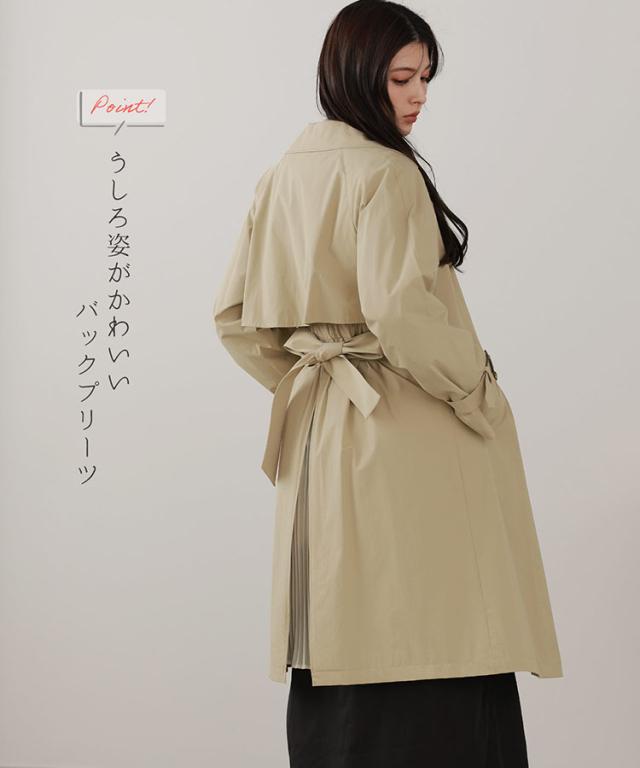 HALEINE トレンチコート レディース ベージュ バック プリーツ