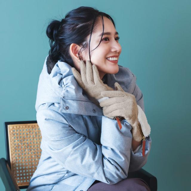 ニット&ボア スマホ対応 グローブ レディース 手袋 秋冬 ファスナー付き