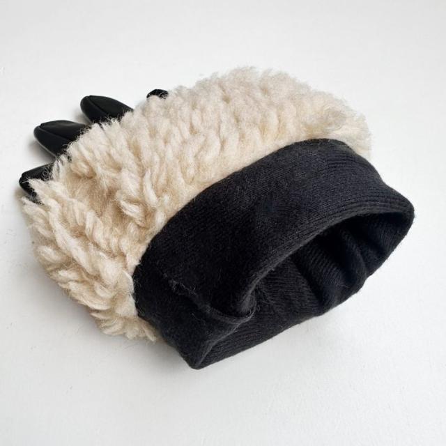 ラムレザー&ボア スマホ対応 グローブ レディース 手袋 秋冬 レザーグローブ