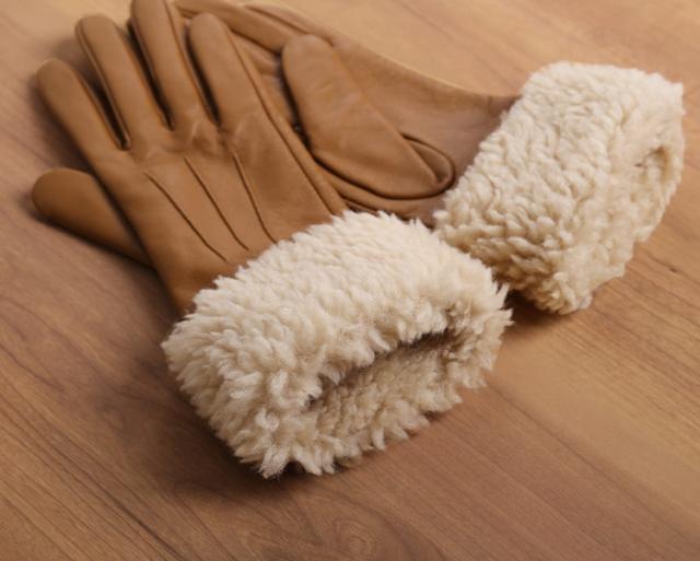 ラムレザー&ボア スマホ対応 グローブ レディース 手袋 秋冬 レザーグローブ