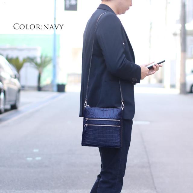 クロコダイル ショルダーバッグ 斜めがけ メンズ