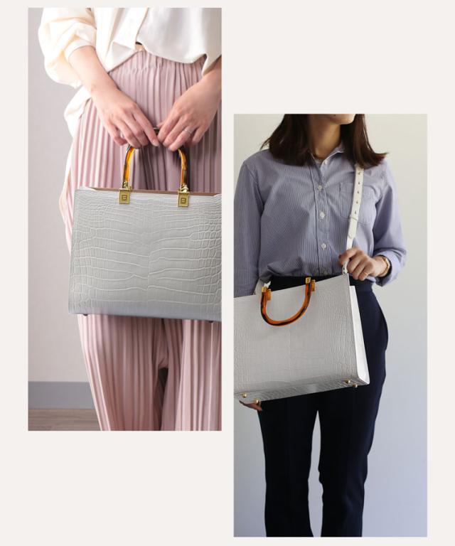 クロコダイル ハンドバッグ白