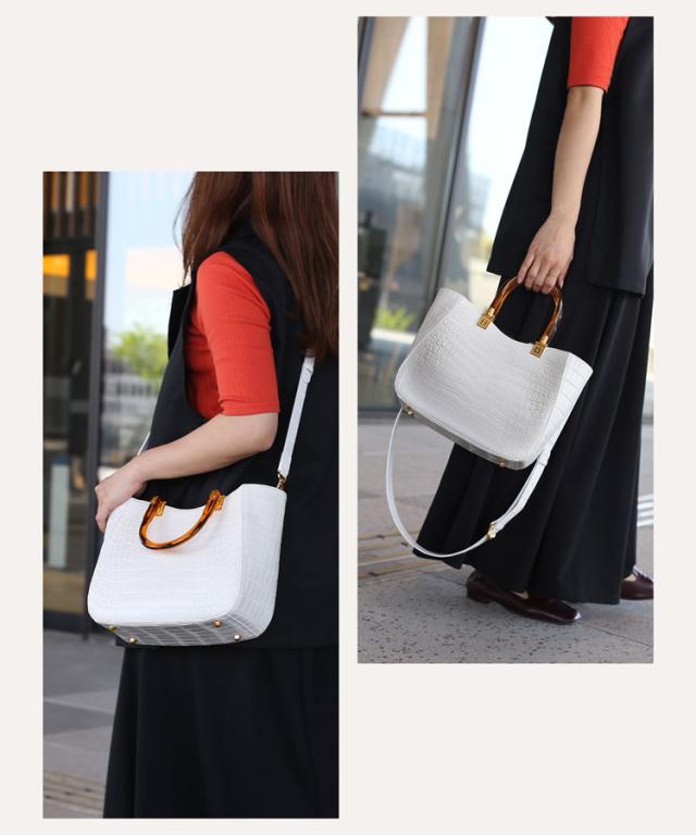 ホワイト クロコダイル ハンドバッグ