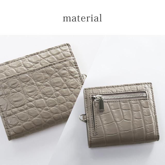 クロコダイル 財布 ミニ 小さい 小さめ ミニウォレット コインケース レディース ベージュ