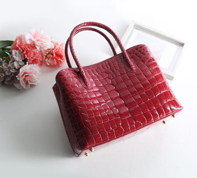 スモール クロコダイル ポロサス シャイニング 加工 センター取り 2way ハンドバッグ