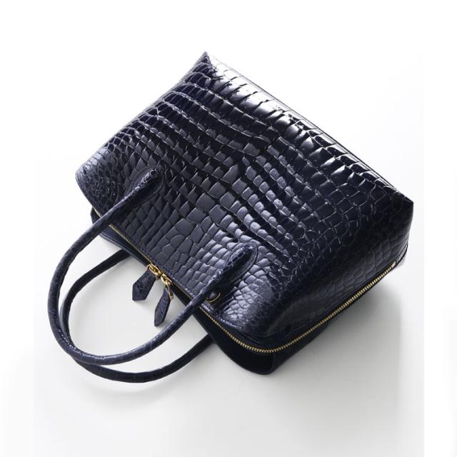 スモール クロコダイル ポロサス シャイニング 加工 センター取り 2way ハンドバッグ