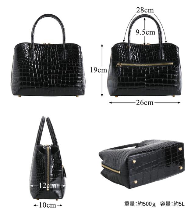 スモール クロコダイル ポロサス シャイニング 加工 センター取り 2way ハンドバッグ