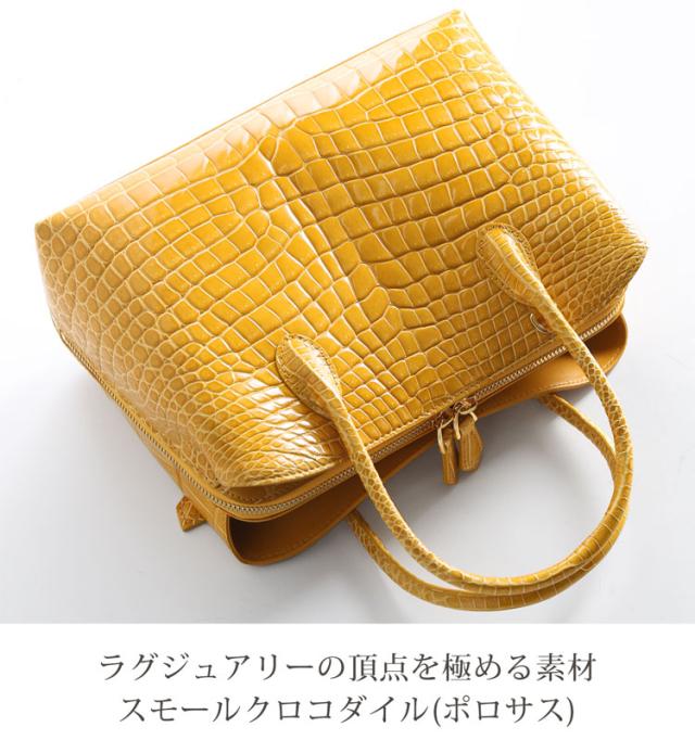 スモール クロコダイル ポロサス シャイニング 加工 センター取り 2way ハンドバッグ