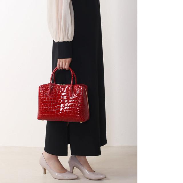 スモール クロコダイル ポロサス シャイニング 加工 センター取り 2way ハンドバッグ