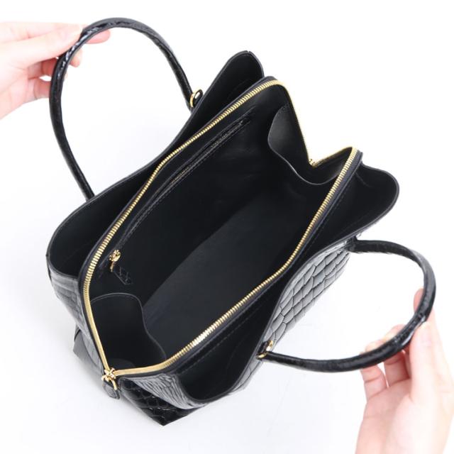 スモール クロコダイル ポロサス シャイニング 加工 センター取り 2way ハンドバッグ
