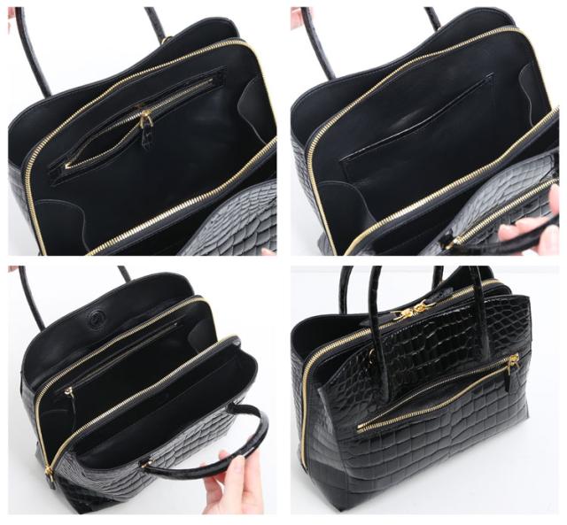 スモール クロコダイル ポロサス シャイニング 加工 センター取り 2way ハンドバッグ