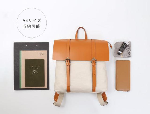 HALEINE ヌメ革 キャンバス 帆布 リュック ブラント 本革