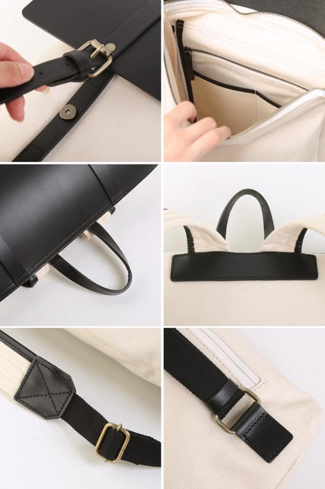 HALEINE ヌメ革 キャンバス 帆布 リュック ブラント 本革