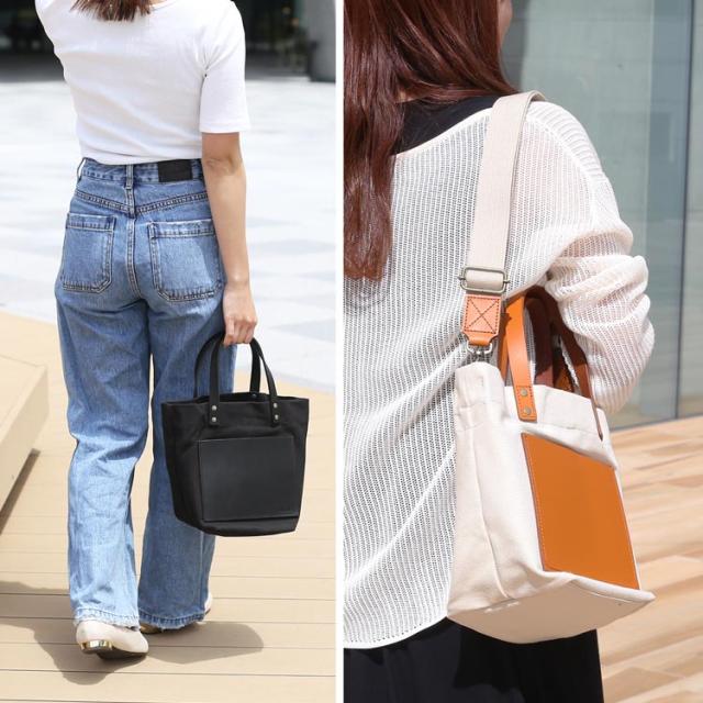 HALEINE ヌメ革 キャンバス 帆布 トート バッグ ブラント 本革