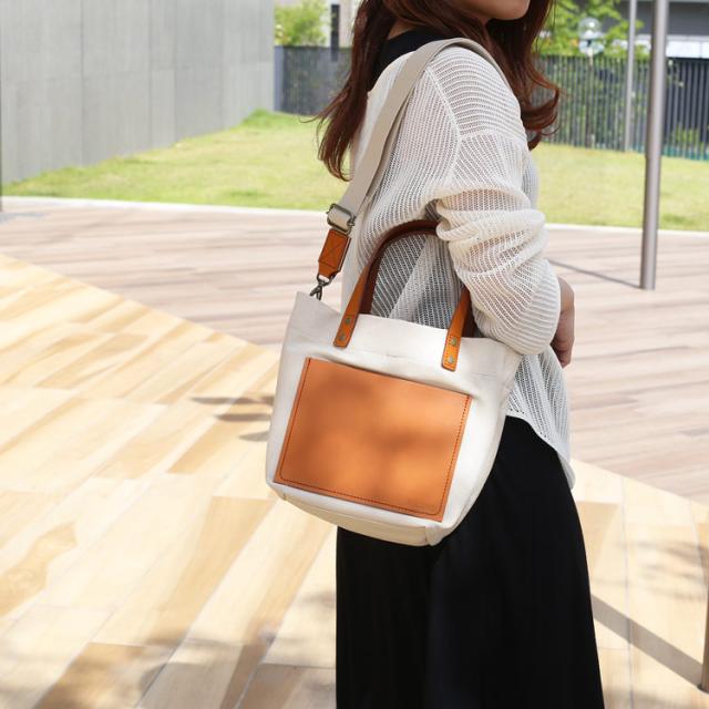 HALEINE ヌメ革 キャンバス 帆布 トート バッグ ブラント 本革