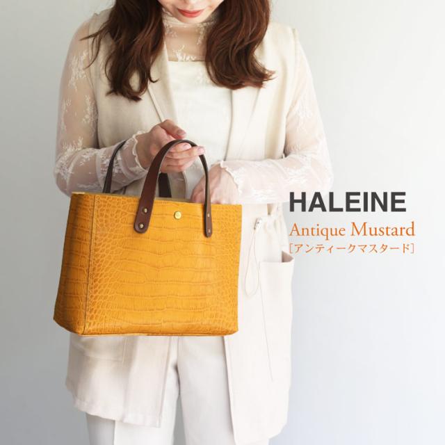 HALEINE クロコダイル 型押し トートバッグ ハンドバッグ 長財布が入る ミニバッグ