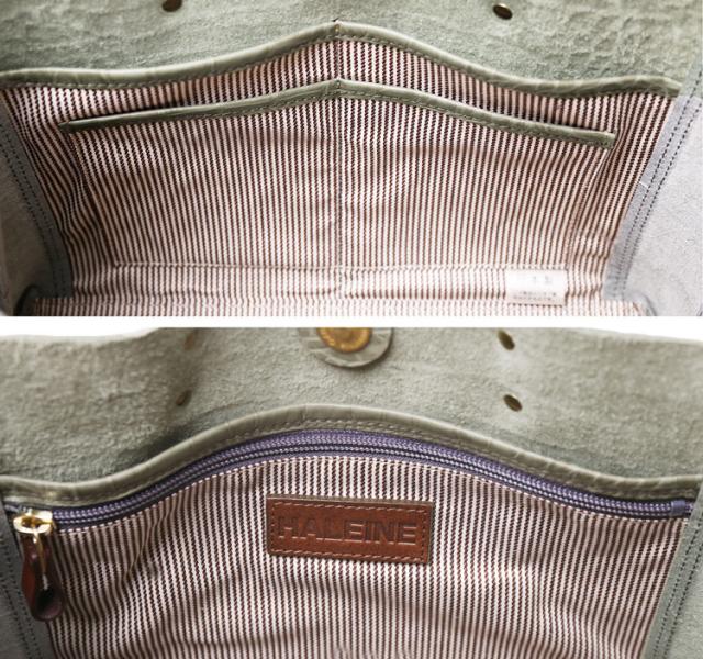 HALEINE クロコダイル 型押し トートバッグ ハンドバッグ バッグ 内側 収納 ポケット