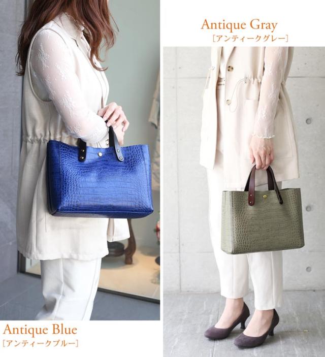 HALEINE クロコダイル 型押し トートバッグ ハンドバッグ 牛革 バッグ