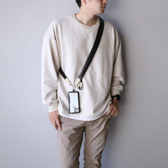 HALEINE アレンヌ 本革 スマホ ショルダーストラップ ブラック