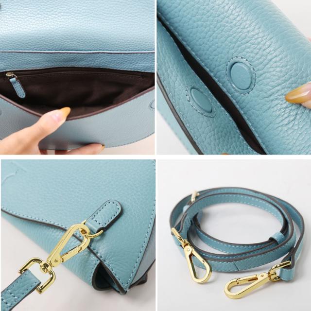 リップホルダー ポケット 収納 整理整頓 ゴールド金具 ショルダーベルト付き 青 ブルー 水色