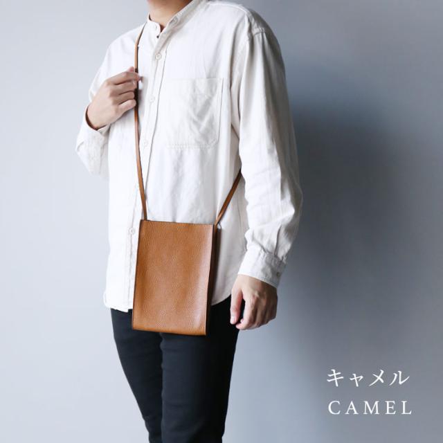 キャメル バック ショルダーバック 斜め掛け ポシェット 高見え シンプル 本革 レザー