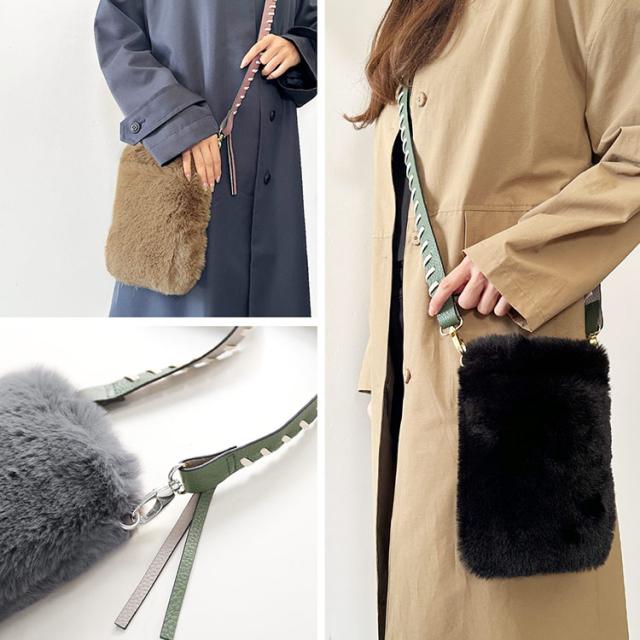 ファーバッグ ショルダー レディース フェイクファー ショルダーベルト 取外し アレンジ