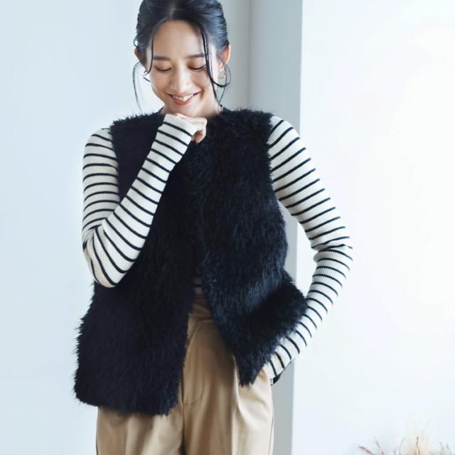 filomo ブランド フィローモ フェイクファー ファー ベスト レディース 女性 秋 冬 ファーベスト ブラック 黒