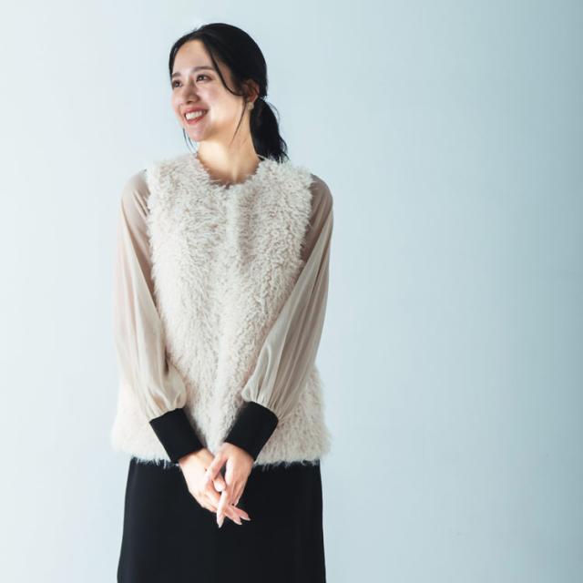 filomo ブランド フィローモ フェイクファー ファー ベスト レディース 女性 秋 冬 ファーベスト 羽織り フェミニン カジュアル 着回し