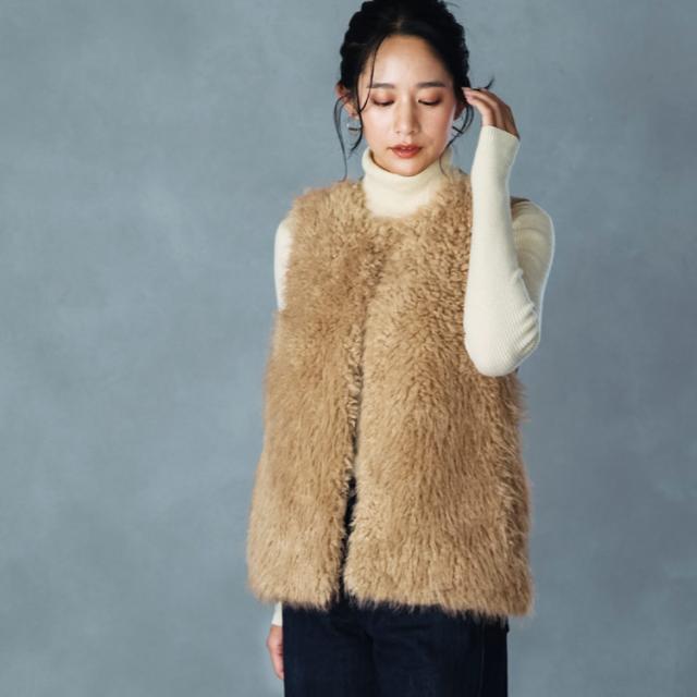 filomo ブランド フィローモ フェイクファー ファー ベスト レディース 女性 秋 冬 ファーベスト おしゃれ キャメル ベージュ