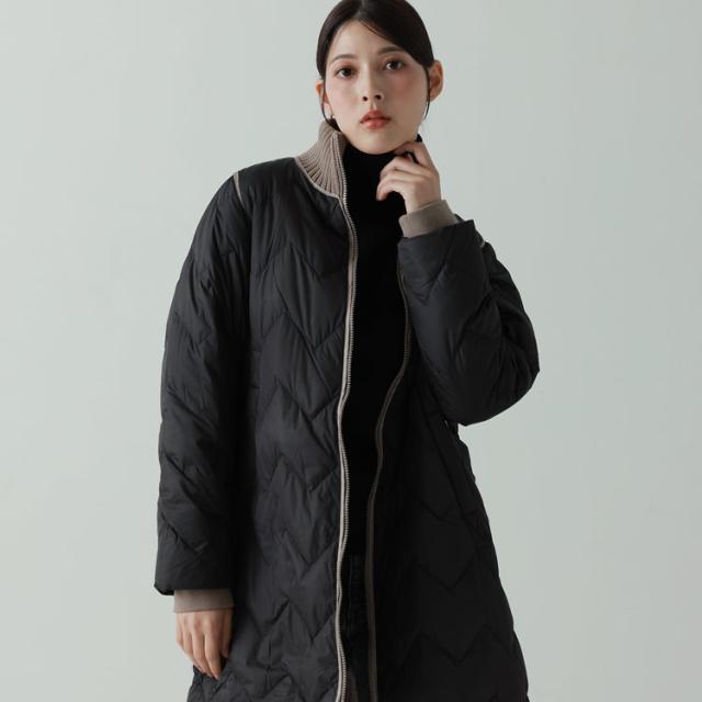 ダウンコート 黒 ブラック バイカラー