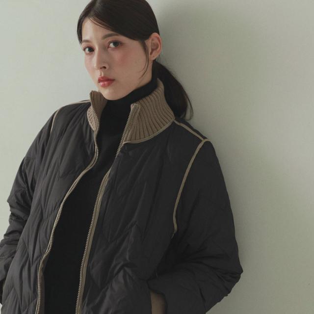 お洒落 異素材 ダウンコート レディース