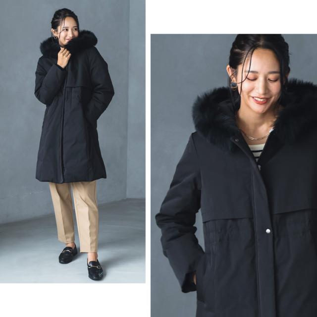 ダウンコート ブラック レディース