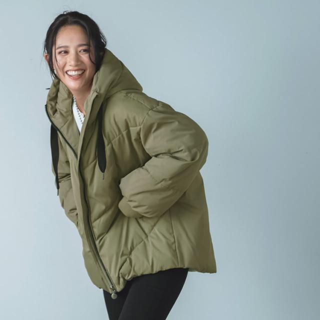 エコダウンコート レディース ミドル丈 オーバーサイズ カーキ ベージュ カーキベージュ 大きいサイズ ゆったり 暖かい 防寒 ビックシルエット