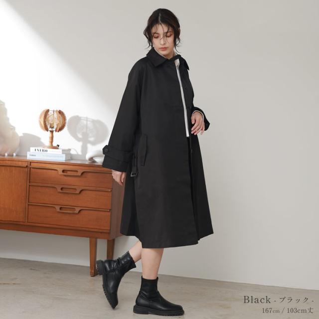 ロングコート レディース 弱撥水 ブラック