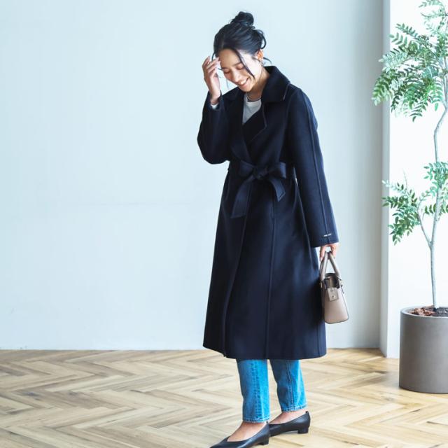 ロングコート コート チェスターコート アウター 冬 秋 ダブルフェイス 暖かい ロング丈 ベルト リボン ベルト付き フォーマル 入学式
