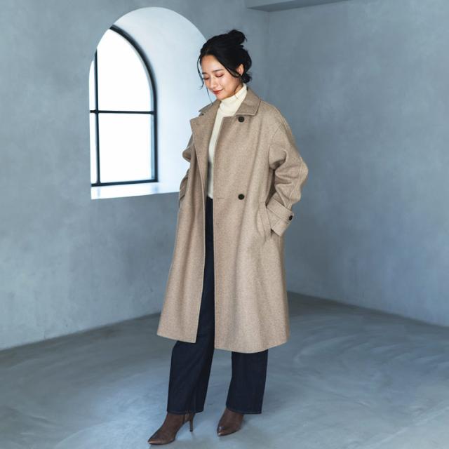 ウールタッチ チェスターコート ロング丈