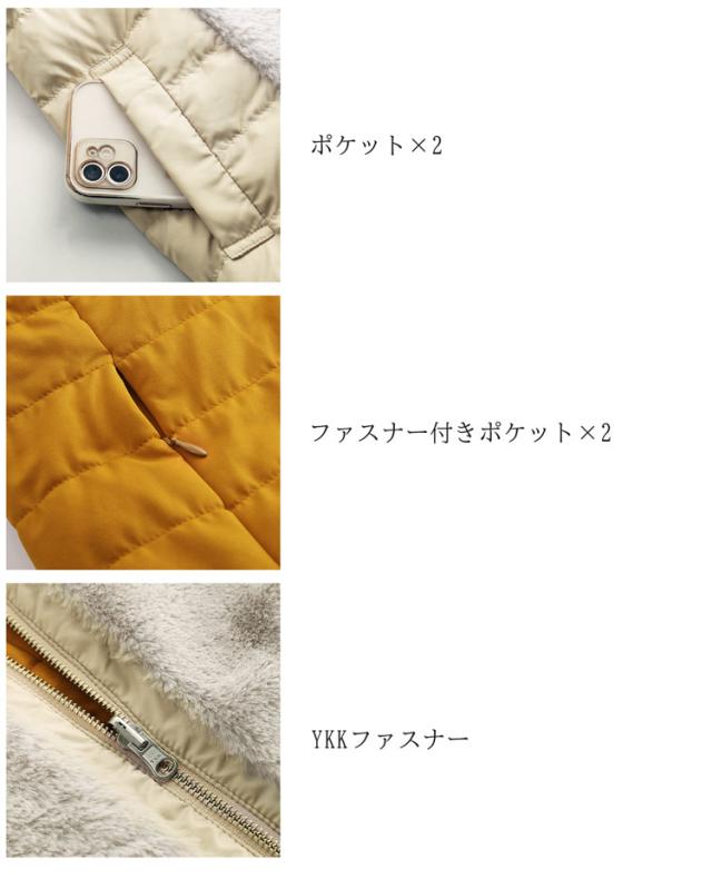 リバーシブル ダウンベスト ベスト 秋 アウター フード YKK ポケット