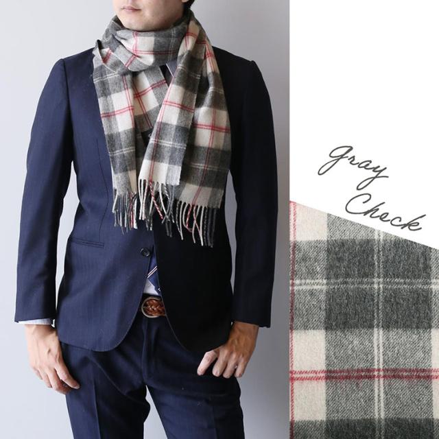 カシミヤ ブレンド マフラー メンズ filomo グレー チェック