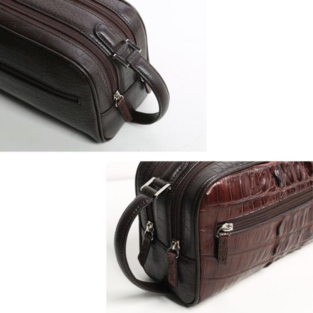 ナイル クロコダイル ホーンバック 牛革 2way バッグ ショルダーバッグ クラッチバッグ レディース