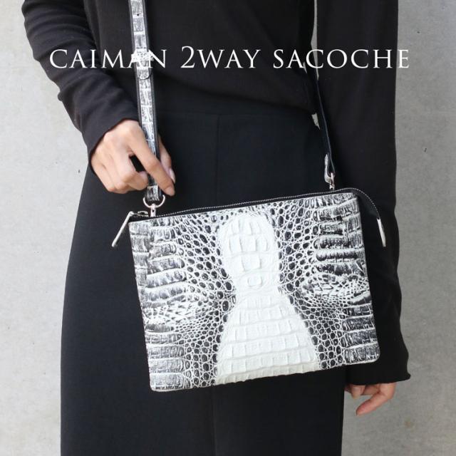 スモール クロコダイル ポロサス シャイニング 加工 センター取り 2way ハンドバッグ