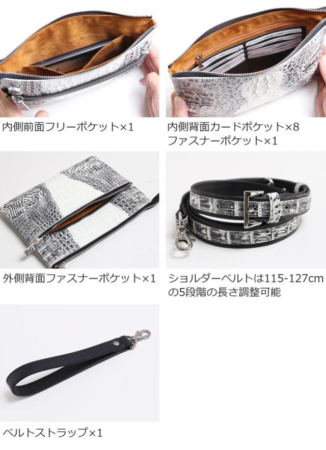 スモール クロコダイル ポロサス シャイニング 加工 センター取り 2way ハンドバッグ