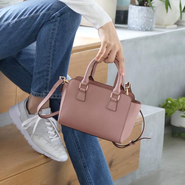 mieno kukka 本革 ハンドバッグ ミニバッグ アッシュピンク