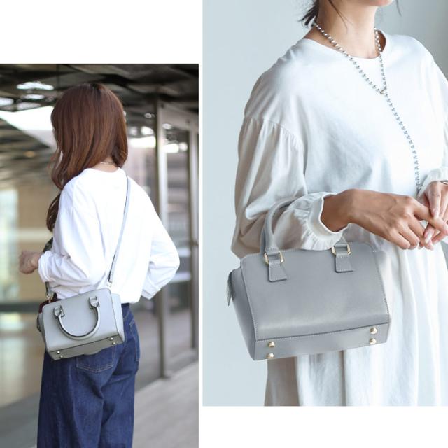 mieno kukka 本革 ハンドバッグ ミニバッグ グレー