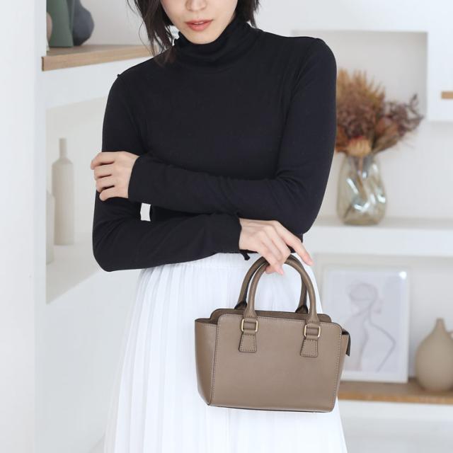 mieno kukka 本革 ハンドバッグ ミニバッグ グレージュ