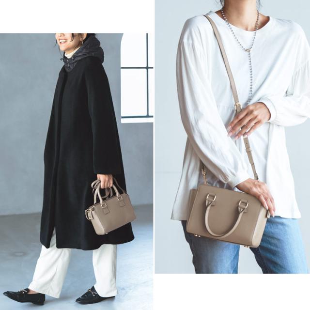 mieno kukka 本革 ハンドバッグ ミニバッグ グレージュ