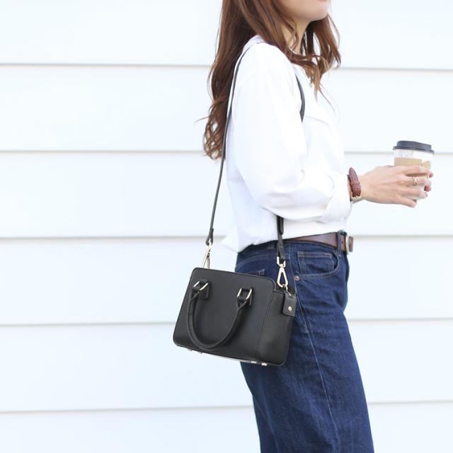 mieno kukka 本革 ハンドバッグ ミニバッグ ブラック 黒